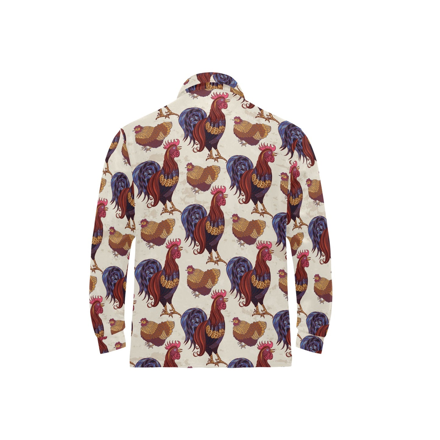 Rooster Pattern Print Design A03 Long Sleeve Polo Shirt For Men's