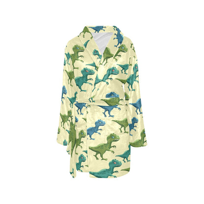 T Rex Pattern Print Design A04 Women's Fleece Robe