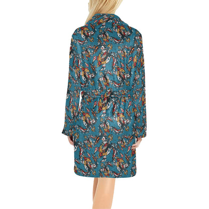 Sea Turtle Tribal Colorful Hand Drawn Women's Fleece Robe