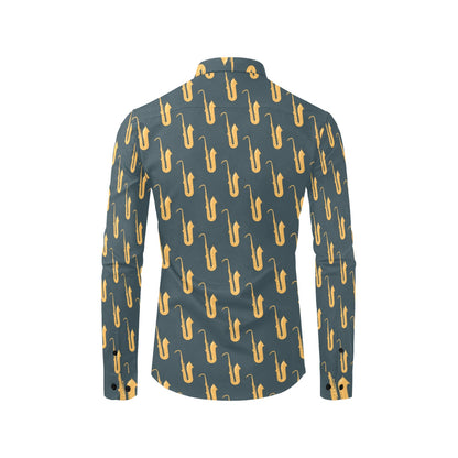 Saxophone Print Design LKS401 Men's Long Sleeve Dress Shirt