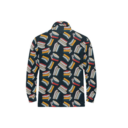 Book Pattern Print Design 07 Long Sleeve Polo Shirt For Men's