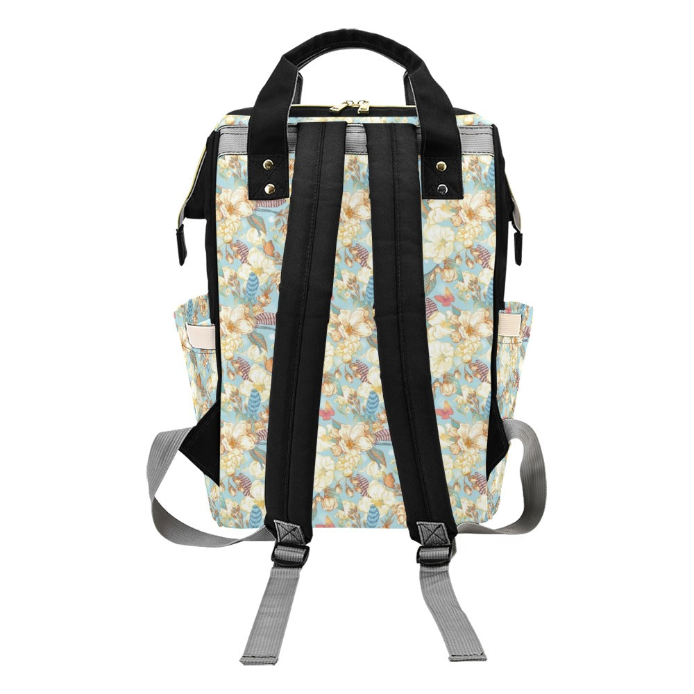 Summer Floral Print Design LKS302 Diaper Bag Backpack