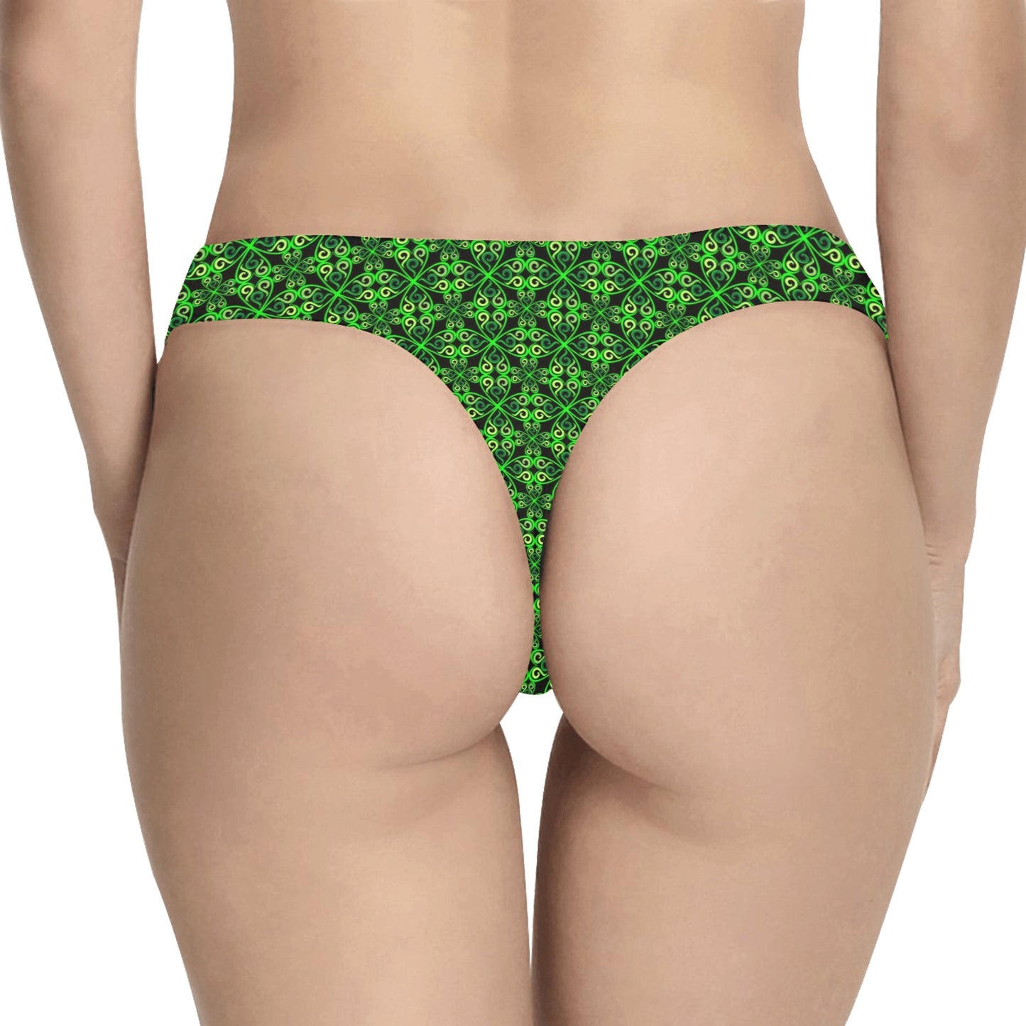 Celtic Green Neon Design Women's Thongs