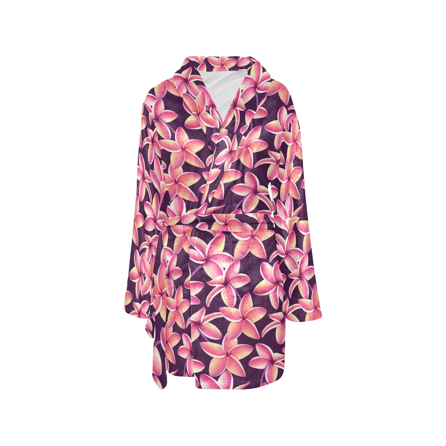 Purple Plumeria Pattern Print Design PM010 Women's Fleece Robe