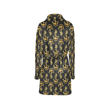 Anchor Gold Pattern Women's Fleece Robe