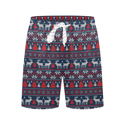 Reindeer Print Design LKS405 Men's Swim Trunks Beach Shorts