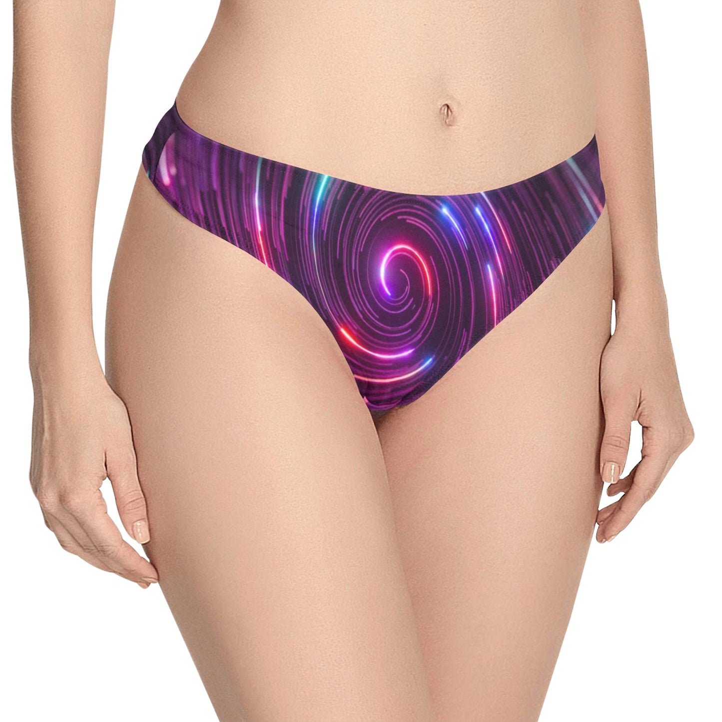 Vortex Twist Swirl Purple Neon Print Women's Thongs