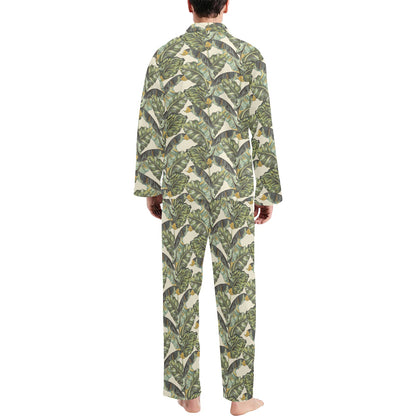 Banana Leaf Pattern Print Design 04 Men's Long Pajama Set