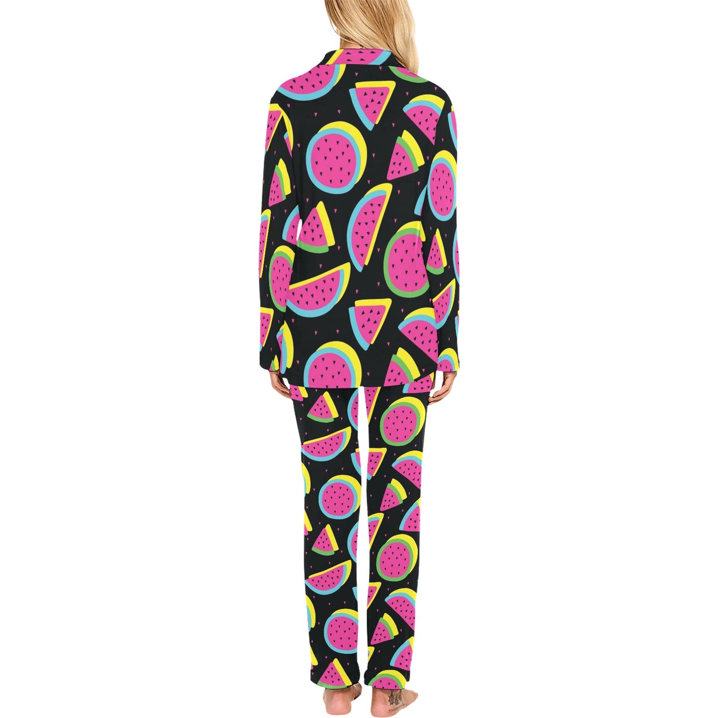 Watermelon Pattern Print Design WM07 Women's Long Pajama Set