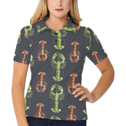Lobster Pattern Print Design 01 Women's Polo Shirt