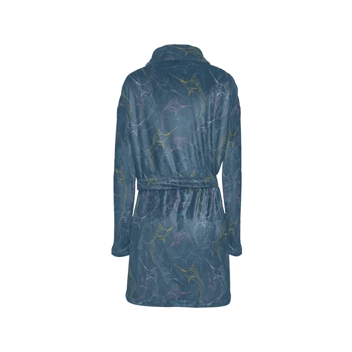Swordfish Pattern Print Design 02 Women's Fleece Robe