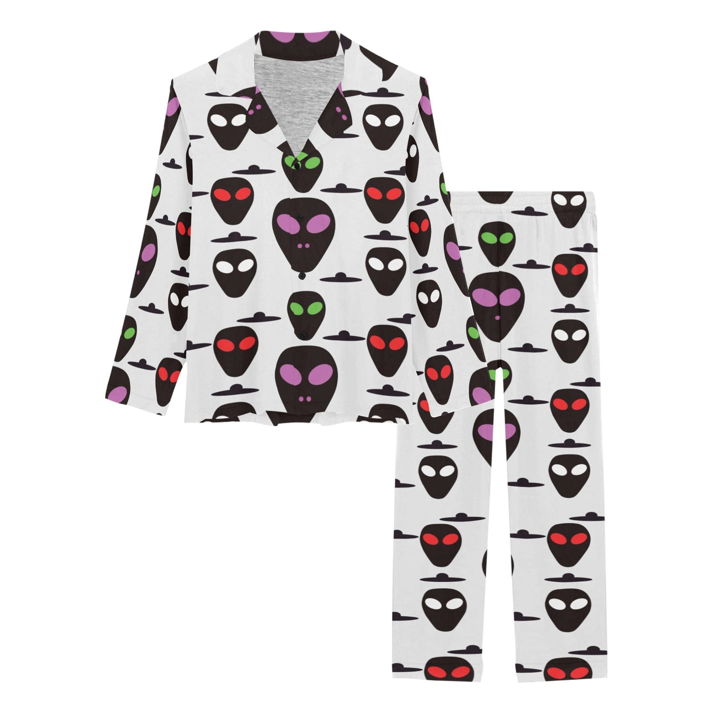 Alien Pattern Print Design 06 Women's Long Pajama Set
