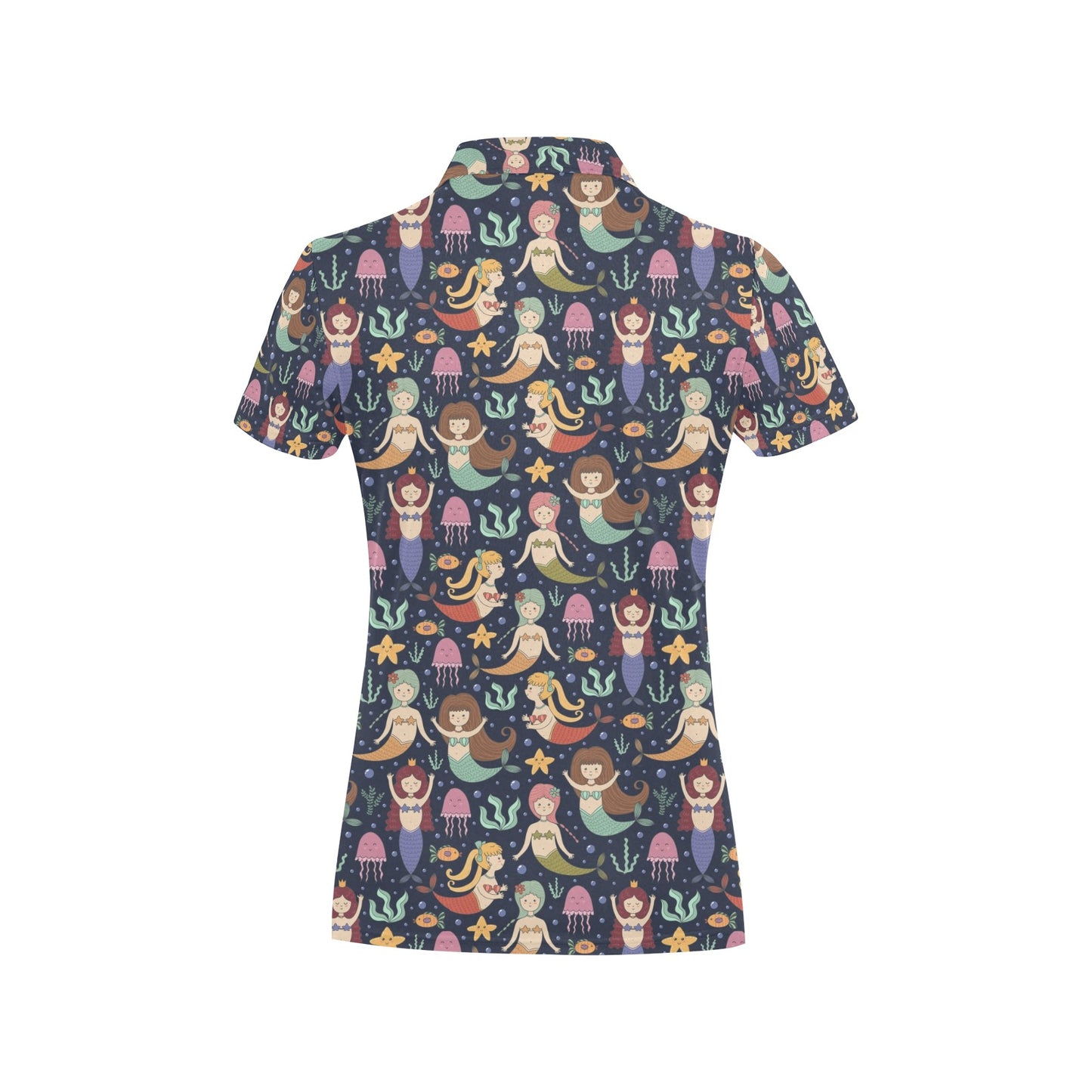 Mermaid Cartoon Pattern Print Design 03 Women's Polo Shirt