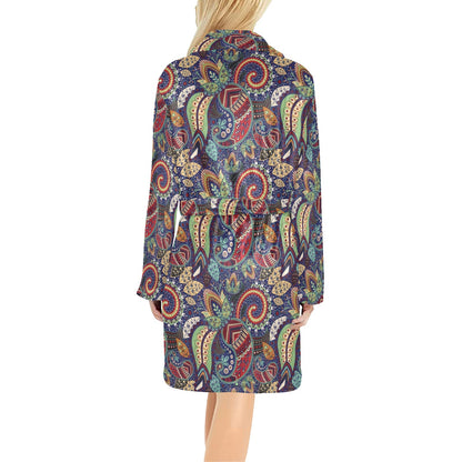 Paisley Boho Pattern Print Design A03 Women's Fleece Robe