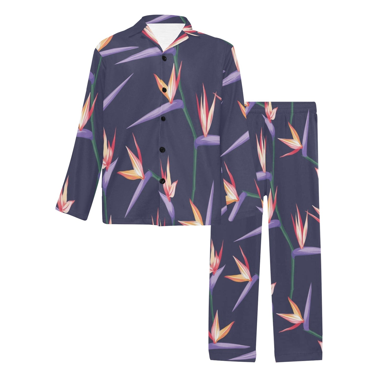 Bird Of Paradise Pattern Print Design BOP015 Men's Long Pajama Set