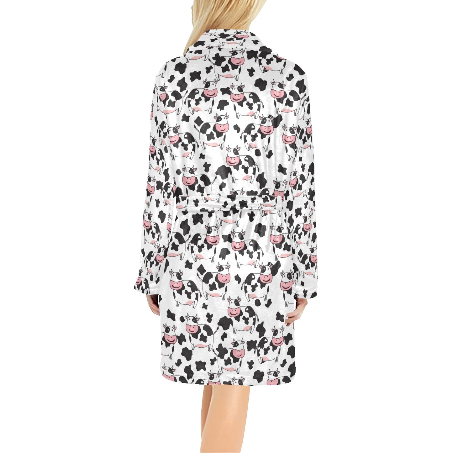 Cow Pattern Print Design 02 Women's Fleece Robe