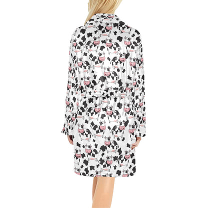Cow Pattern Print Design 02 Women's Fleece Robe