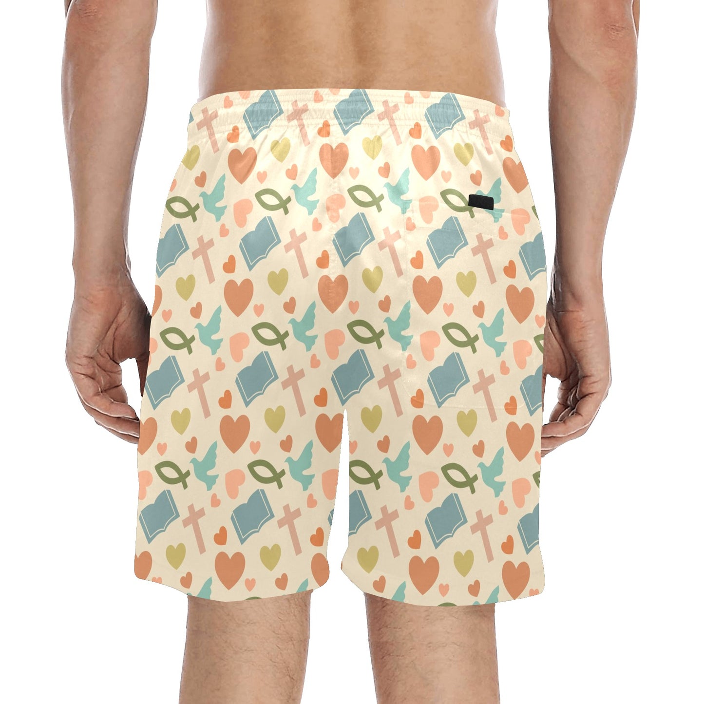 Christian Symbol Pattern Men's Swim Trunks Beach Shorts