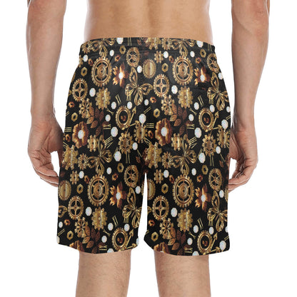 Steampunk Butterfly Design Themed Print Men's Swim Trunks Beach Shorts