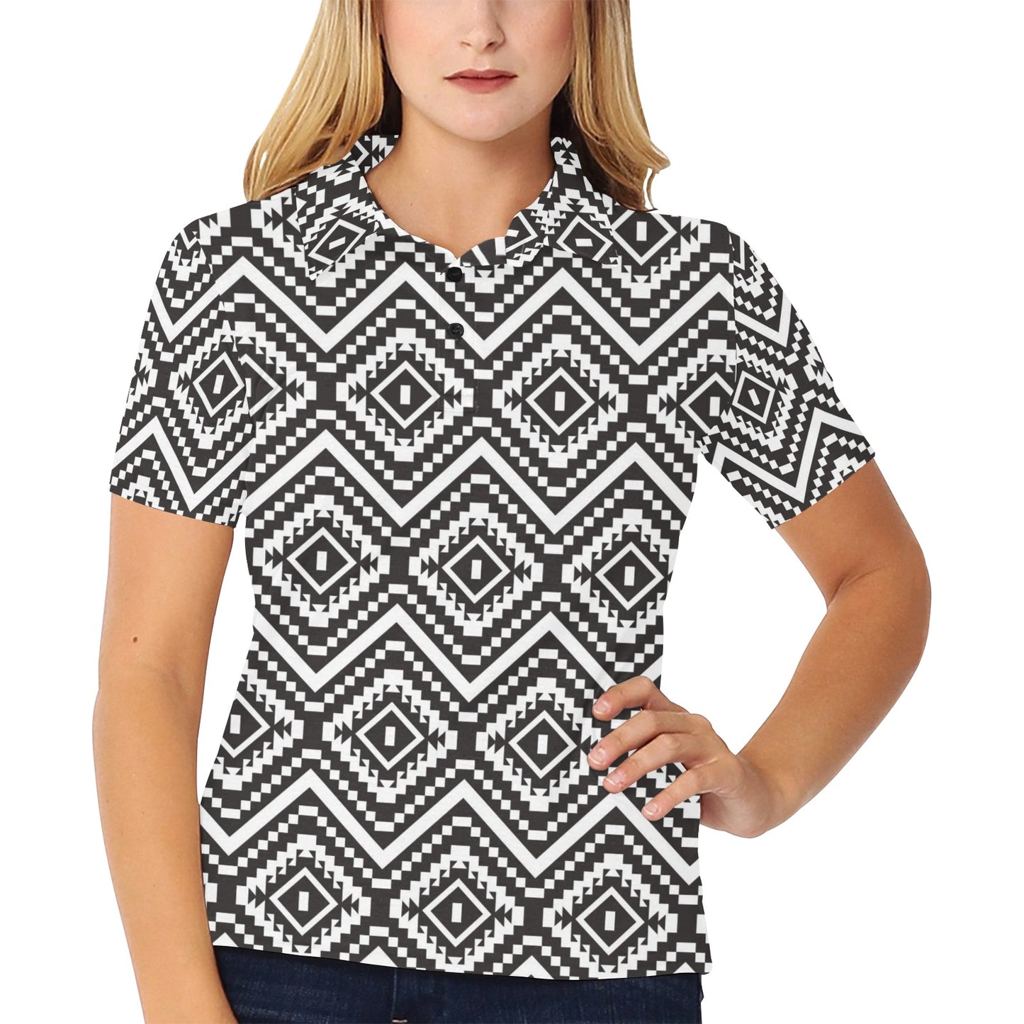 Tribal Pattern Print Design LKS303 Women's Polo Shirt