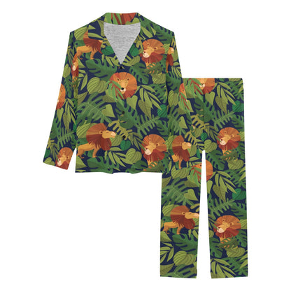 Lion Jungle Pattern Print Design 05 Women's Long Pajama Set