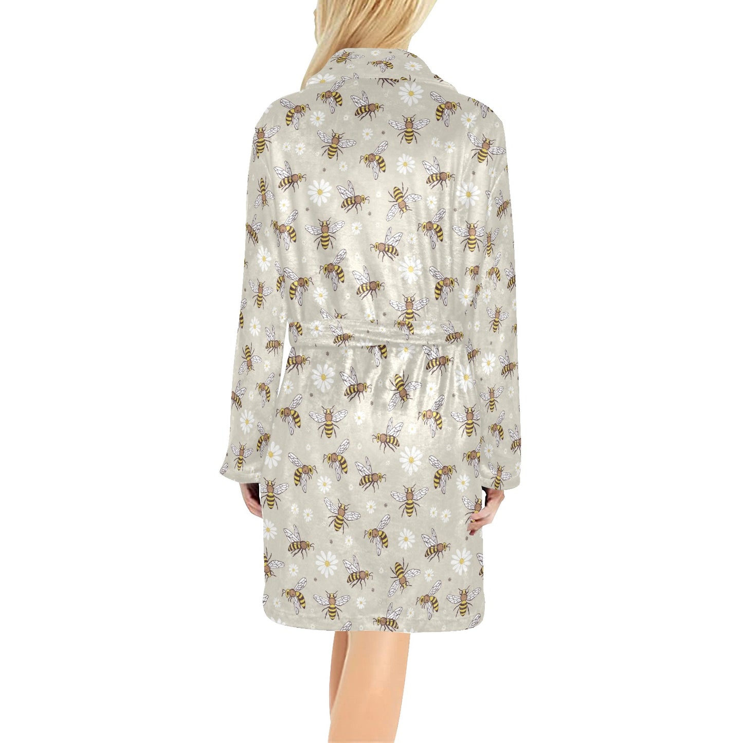 Bee Pattern Print Design 03 Women's Fleece Robe