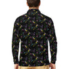 Safety Pin Print Design LKS304 Long Sleeve Polo Shirt For Men's