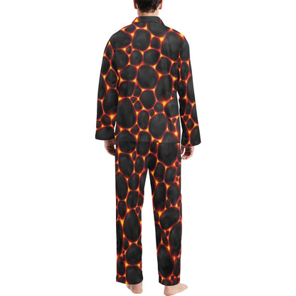 Lava Pattern Print Design 01 Men's Long Pajama Set