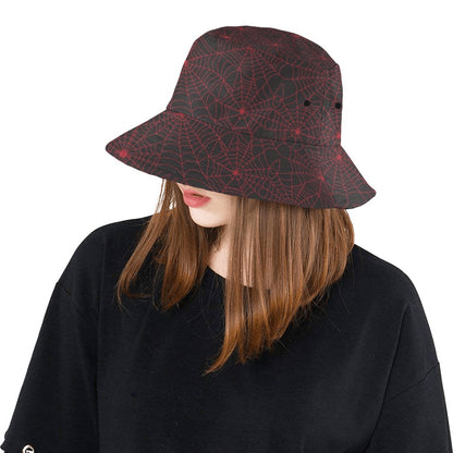 Spider Web Red Print Design LKS302 Unisex Bucket Hat