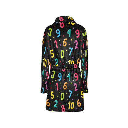 Number Pattern Print Design A04 Women's Fleece Robe