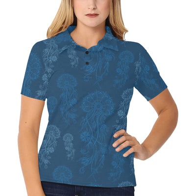 Jellyfish Pattern Print Design 01 Women's Polo Shirt