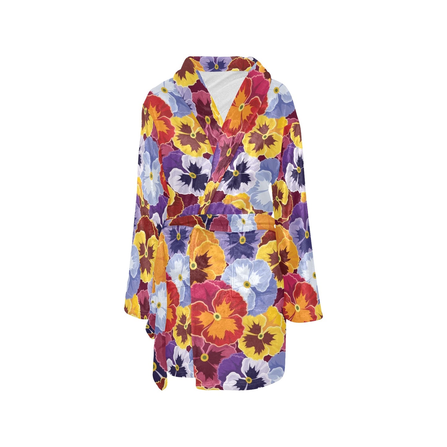 Pansy Pattern Print Design PS01 Women's Fleece Robe
