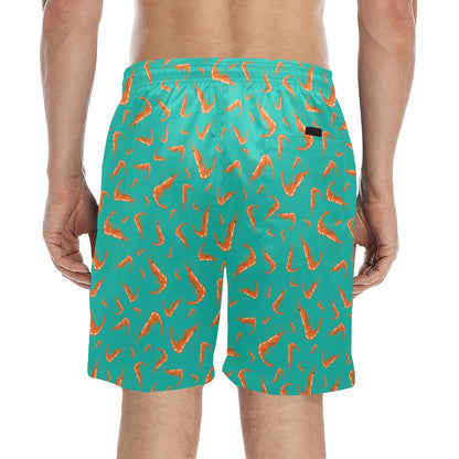 Shrimp Print Design LKS301 Men's Swim Trunks Beach Shorts