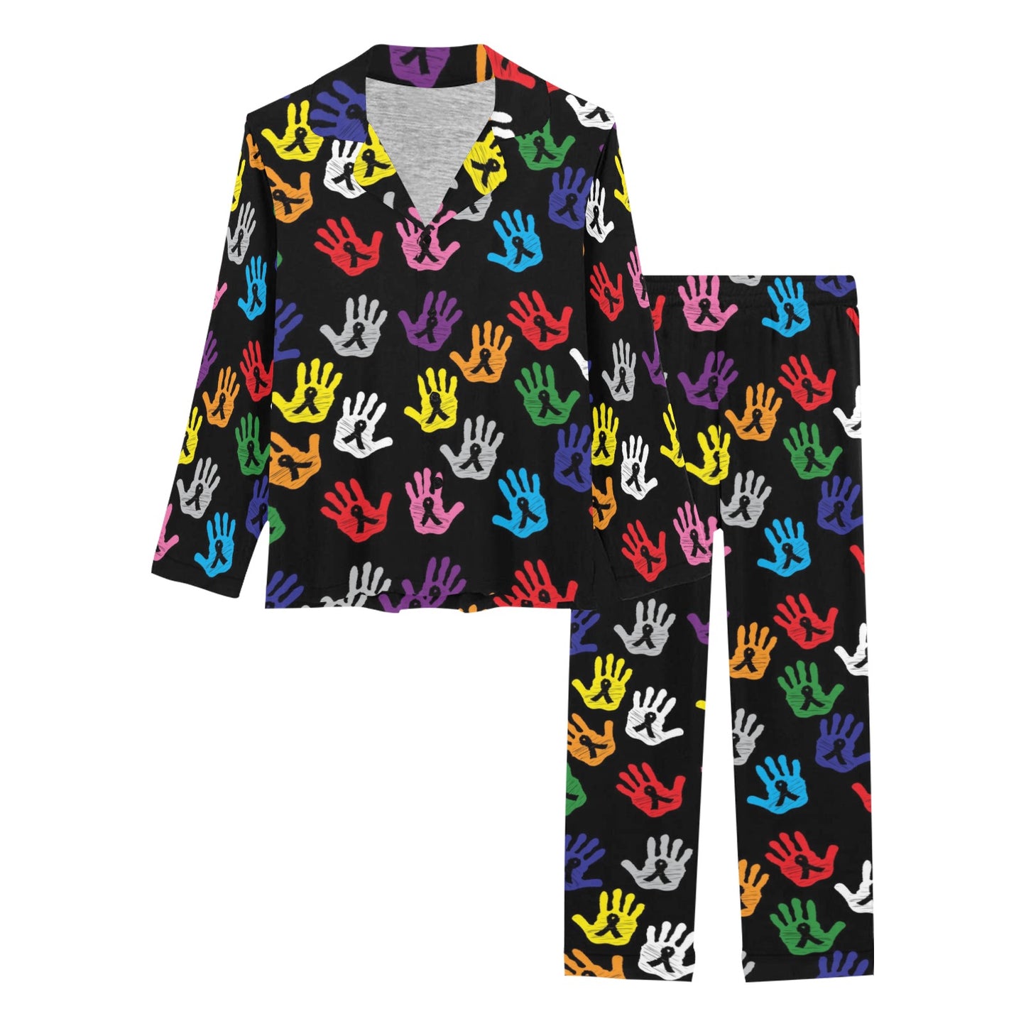 Cancer Awareness Pattern Print Design 04 Women's Long Pajama Set