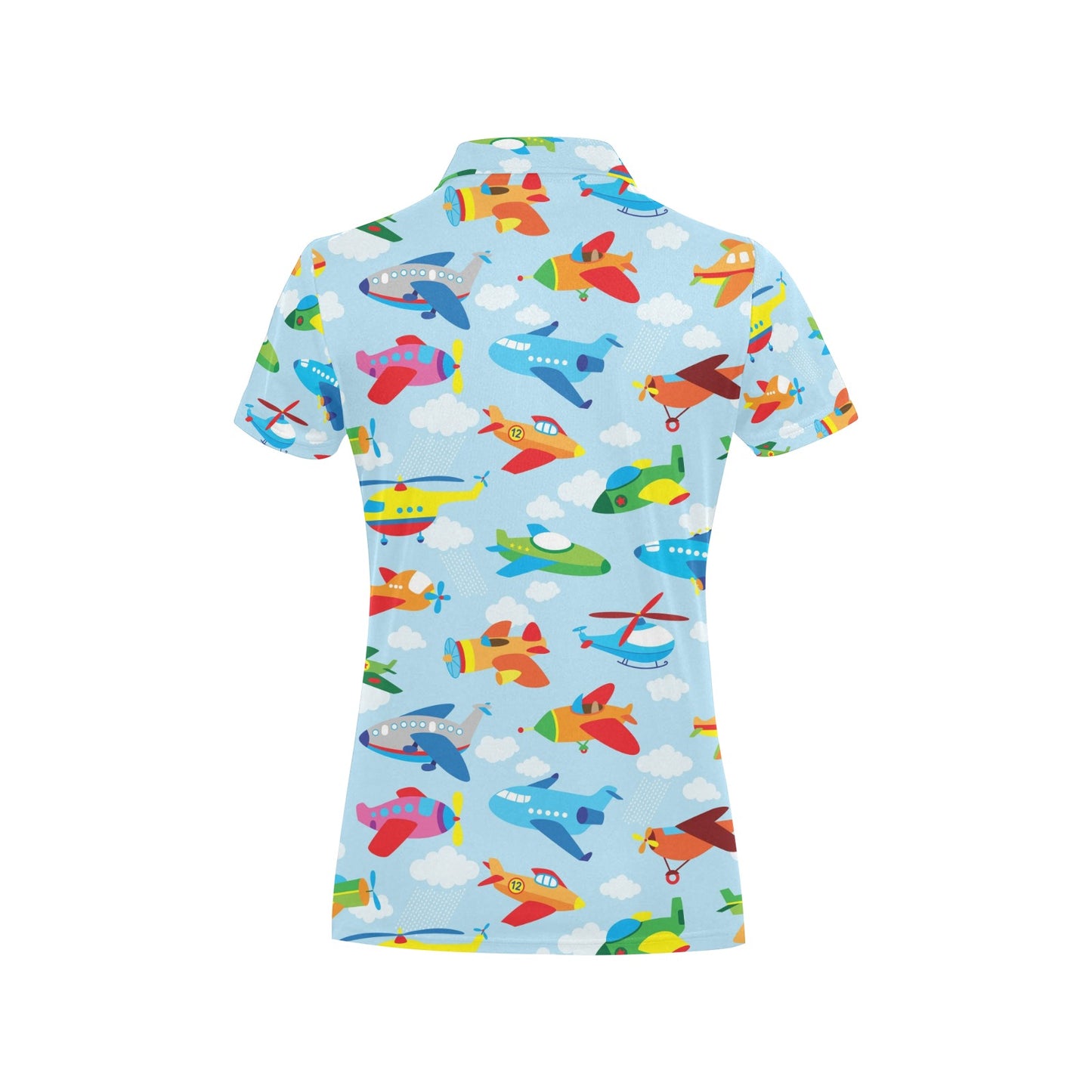 Airplane Colorful Pattern Print Design 01 Women's Polo Shirt