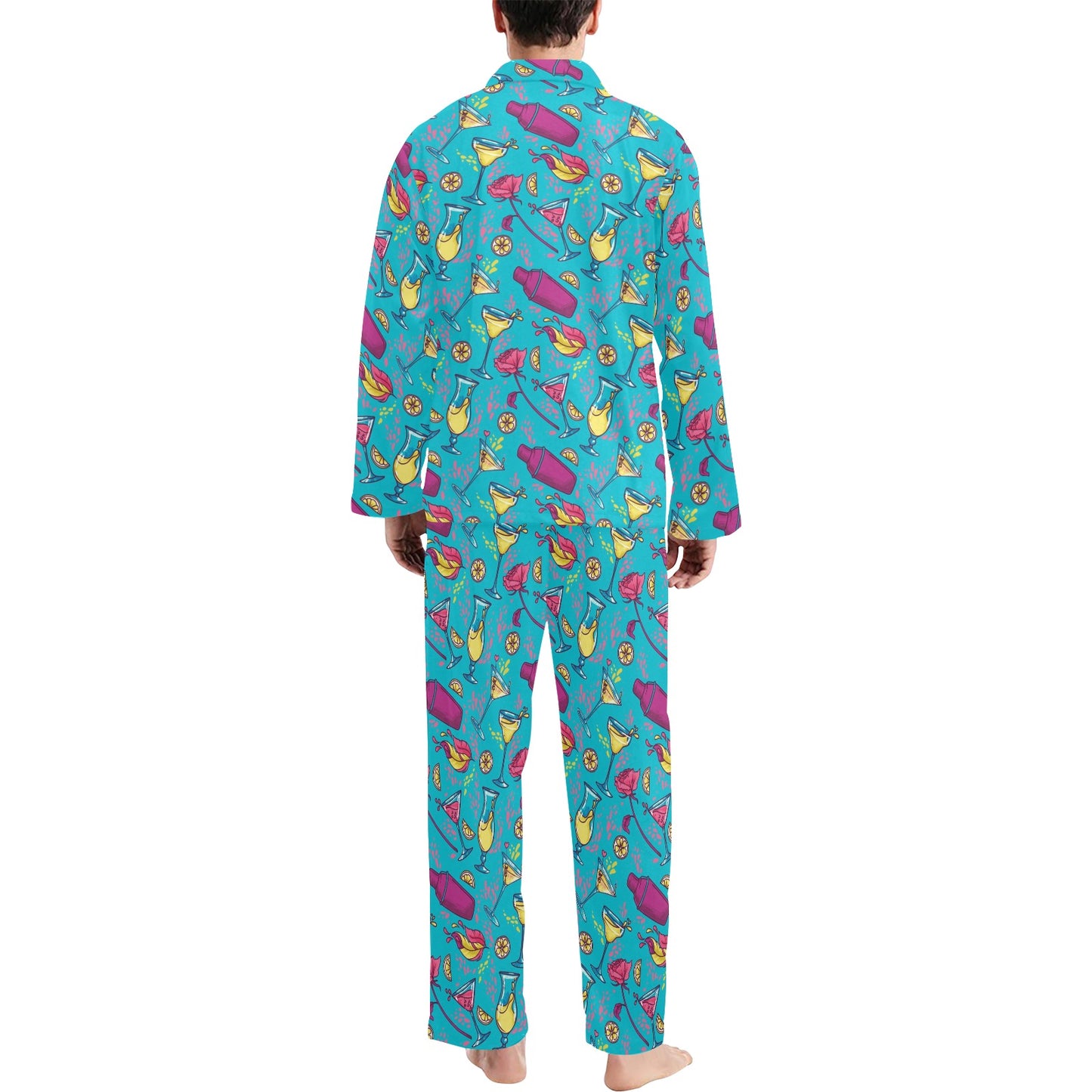 Cocktail Pattern Print Design 03 Men's Long Pajama Set