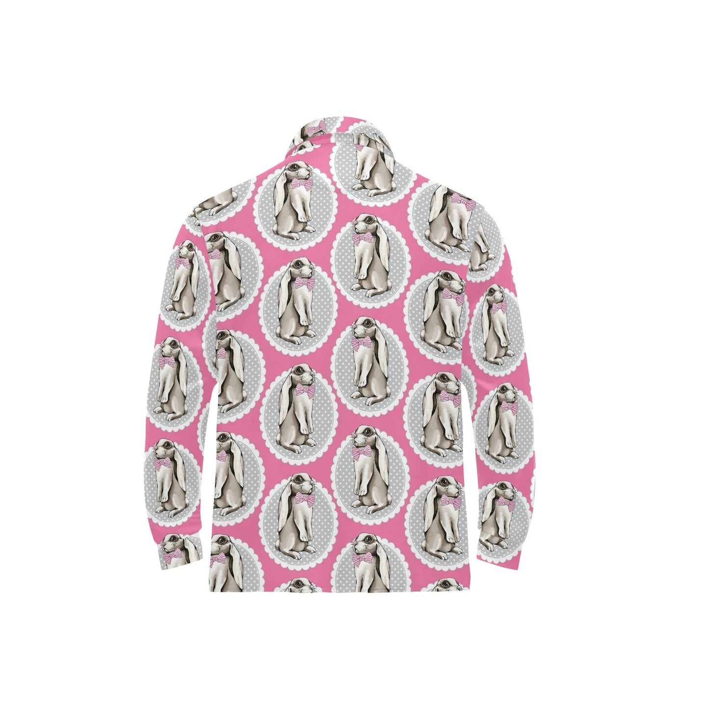 Rabbit Pattern Print Design RB019 Long Sleeve Polo Shirt For Men's