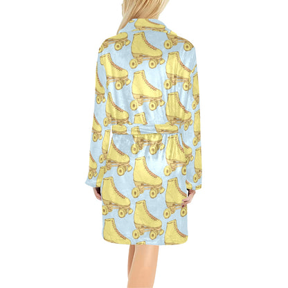 Roller skate Pattern Print Design A03 Women's Fleece Robe