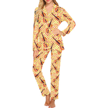 Violin Pattern Print Design 03 Women's Long Pajama Set