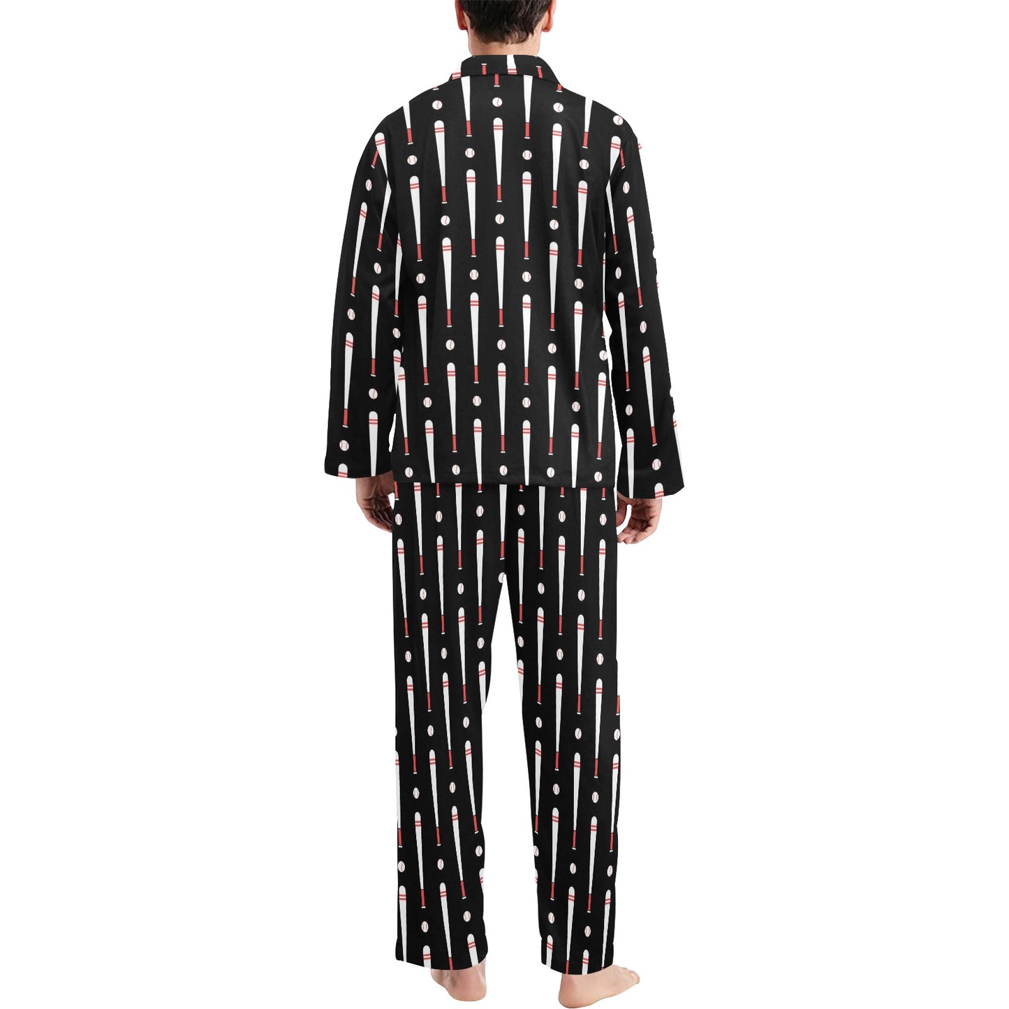 Baseball Pattern Print Design 03 Men's Long Pajama Set