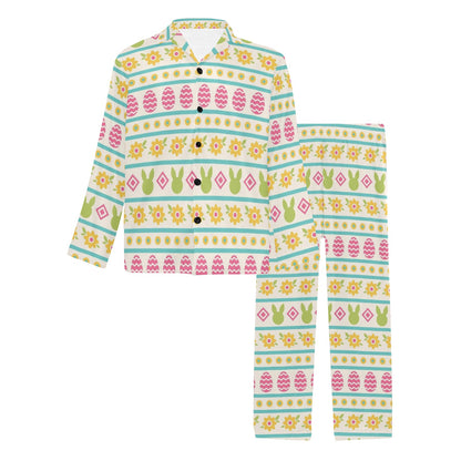 Easter Eggs Pattern Print Design RB016 Men's Long Pajama Set