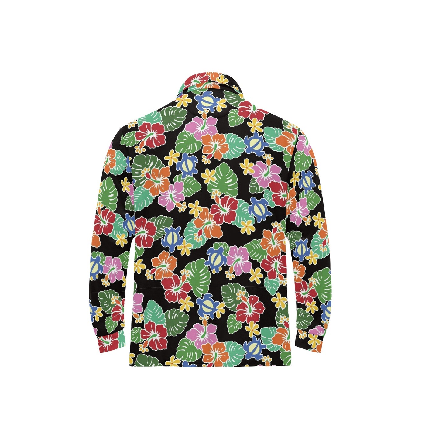Hawaiian Themed Pattern Print Design H010 Long Sleeve Polo Shirt For Men's