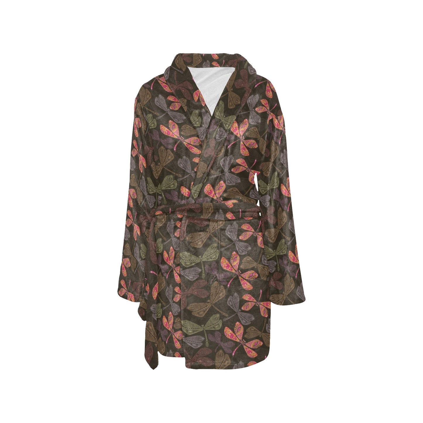 Dragonfly Pattern Print Design 02 Women's Fleece Robe