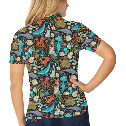 Underwater Animal Print Design LKS301 Women's Polo Shirt