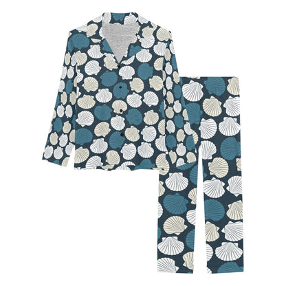 Seashell Print Design LKS3013 Women's Long Pajama Set