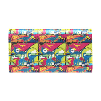 Dinosaur Comic Pop Art Style Women's Trifold Wallet