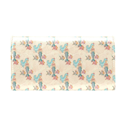Mermaid Girl With Fish Design Print Women's Trifold Wallet