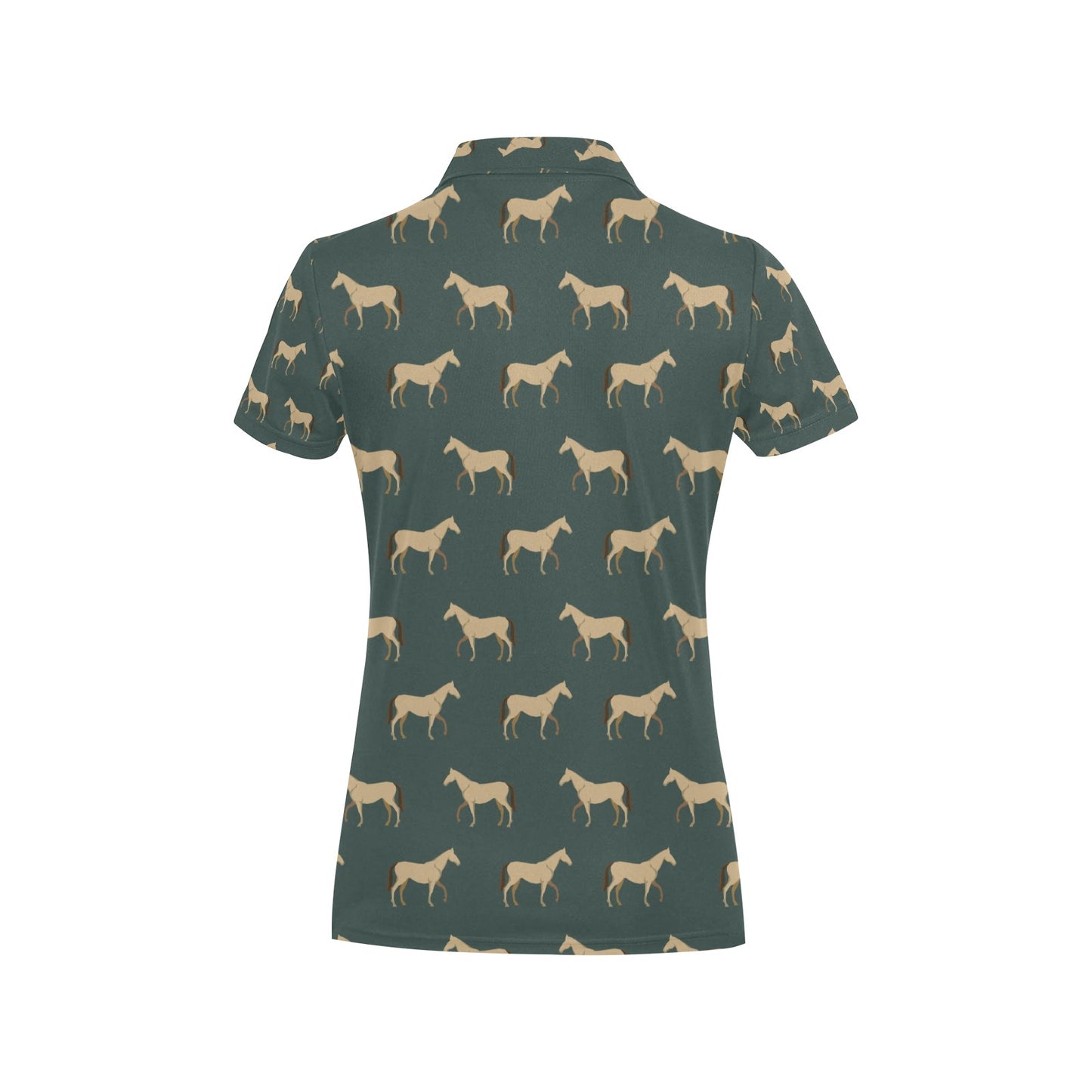 Horse Classic Themed Pattern Print Women's Polo Shirt