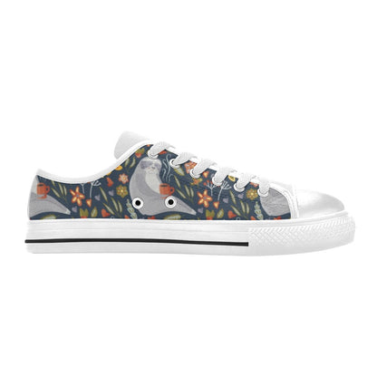 Sloth Print Design LKS303 Women's White Low Top Shoes