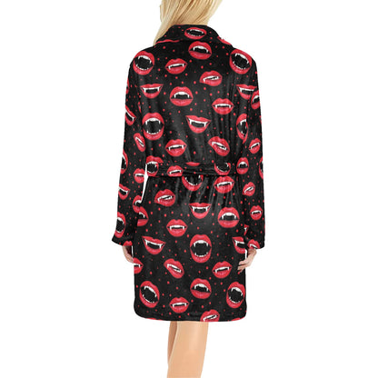 Halloween Pattern Print Design 01 Women's Fleece Robe